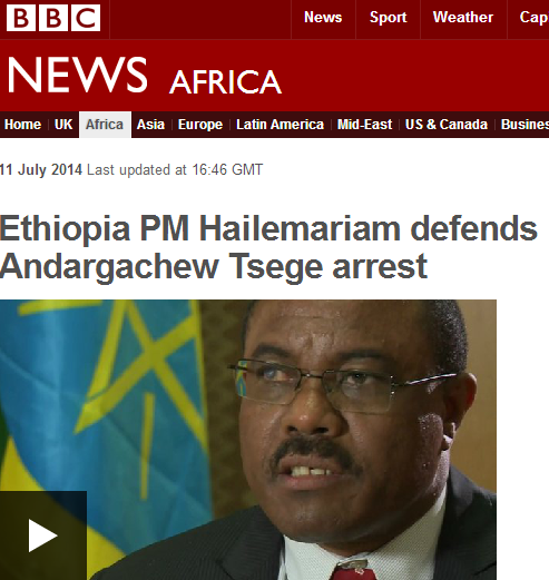Ethiopia PM Hailemariam defends Andargachew Tsege arrest